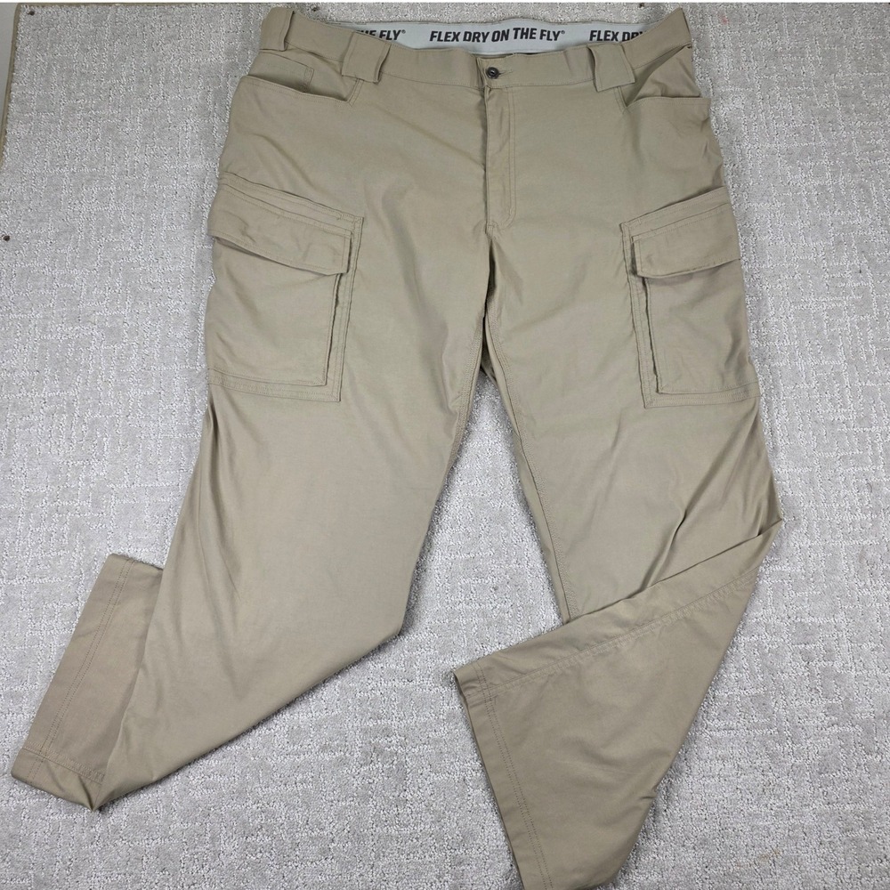 Duluth Trading Co Flex Dry on the Fly Cargo Pants Mens 44x32 Relaxed Fit Khaki
